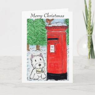Westie Christmas Kaart Watecolor art design