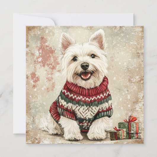 Westie Christmas Sweater Feestdagenkaart (Voorkant)