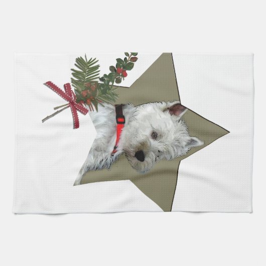 WESTIE CHRISTMAS THEEDOEK (Horizontaal)
