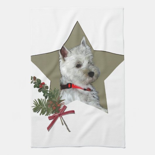 WESTIE CHRISTMAS THEEDOEK (Verticaal)