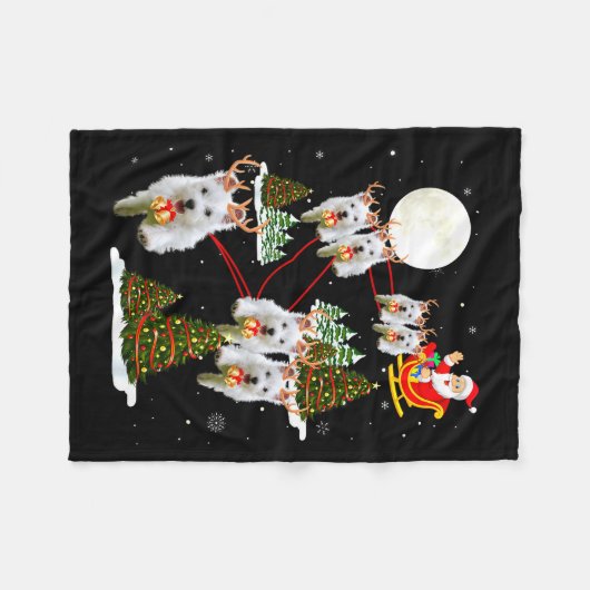 Westie Christmas Tree Westie Santa Hat Lights Xmas Fleece Deken (Voorkant (Horizontaal))