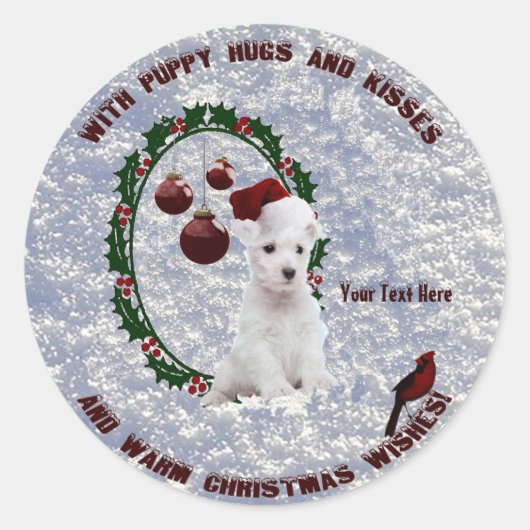 Westie Christmas Wishes Stickers - Pas ze aan! (Voorkant)