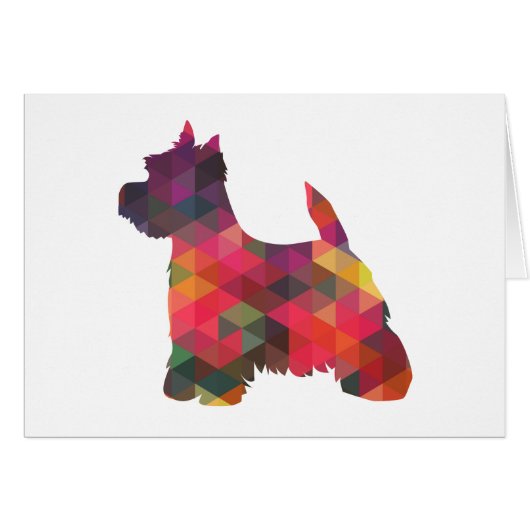Westie Colorful Geometric Pattern Silhouette Card (Voorkant Horizontaal)