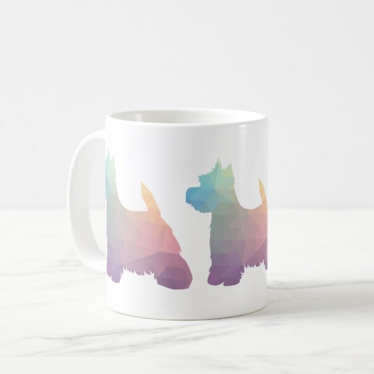 Westie Colorful Geometric Pattern Silhouette Dog Koffiemok (Voorkant links)