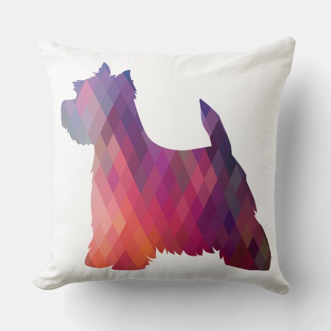 Westie Colorful Geometric Pattern Silhouette Dog Kussen (Voorkant)