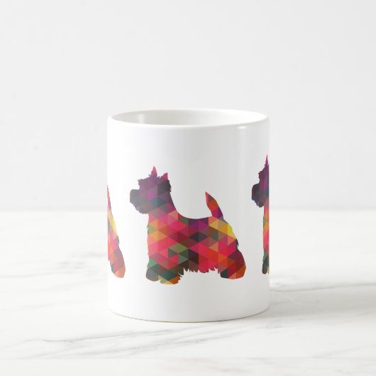 Westie Colorful Geometric Pattern Silhouette Koffiemok (Center)