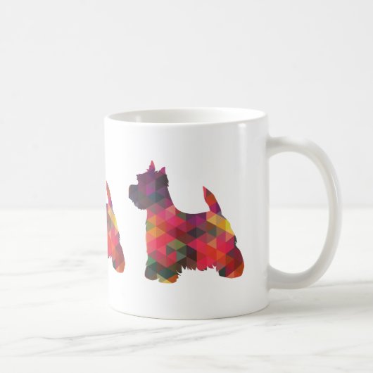 Westie Colorful Geometric Pattern Silhouette Koffiemok (Rechts)