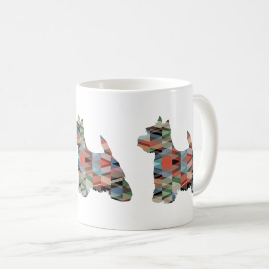 Westie Colorful Geometric Pattern Silhouette Koffiemok (Voorkant rechts)