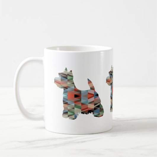 Westie Colorful Geometric Pattern Silhouette Koffiemok (Links)