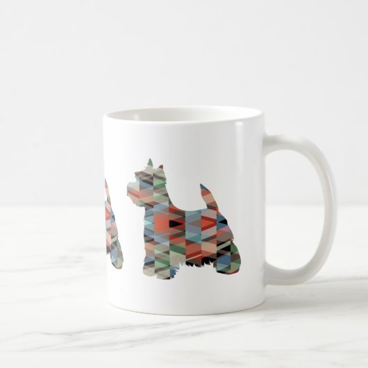 Westie Colorful Geometric Pattern Silhouette Koffiemok (Rechts)