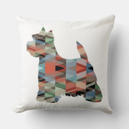 Westie Colorful Geometric Pattern Silhouette Kussen