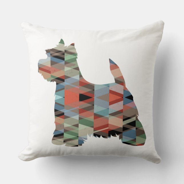 Westie Colorful Geometric Pattern Silhouette Kussen (Voorkant)