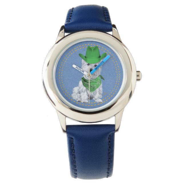 Westie Cowboy Horloge (Voorkant)