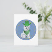 Westie Cowboy in Denim Briefkaart (Staand voorkant)
