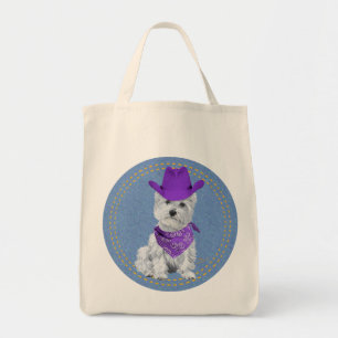 Westie Cowboy in Denim Tote Bag