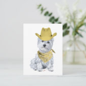 Westie Cowboy in Geel Briefkaart (Staand voorkant)