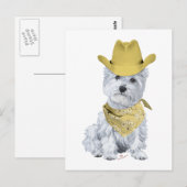 Westie Cowboy in Geel Briefkaart (Voorkant / Achterkant)