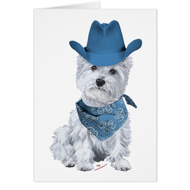 Westie Cowboy in het blauw (Voorkant)