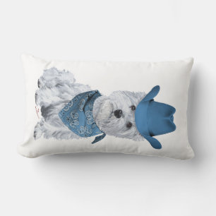Westie Cowboy in het blauw Kussen