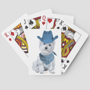 Westie Cowboy in het blauw Pokerkaarten
