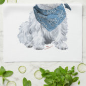 Westie Cowboy in het blauw Theedoek (Gevouwen)