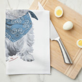 Westie Cowboy in het blauw Theedoek (Quarter Fold)