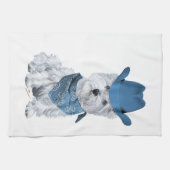 Westie Cowboy in het blauw Theedoek (Horizontaal)