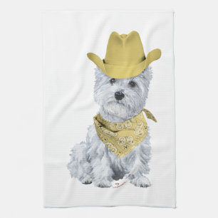 Westie Cowboy in het Gele Theedoek