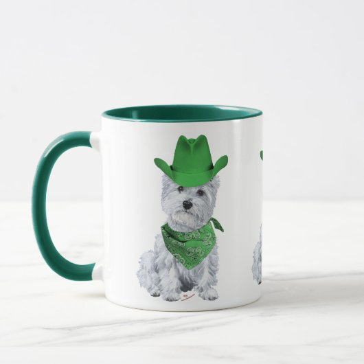 Westie Cowboy in het Groen Mok (Links)