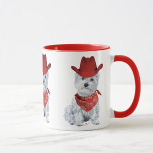 Westie Cowboy in het rood Mok