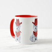 Westie Cowboy in het rood Mok (Voorkant links)