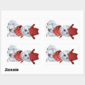 Westie Cowboy in het Rood Rechthoekige Sticker (Vel)