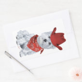 Westie Cowboy in het Rood Rechthoekige Sticker (Envelop)