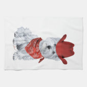Westie Cowboy in het rood Theedoek (Horizontaal)