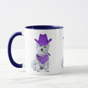 Westie Cowboy in Paars Mok