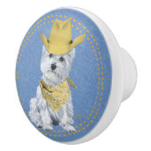 Westie Cowboy Keramische Knop (Rechts)