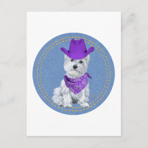Westie Cowboy op Denim Briefkaart