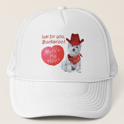 Westie Cowboy Valentine Trucker Pet (Voorkant)