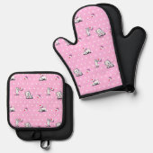 Westie Cupcakes Oven Mitt & Pot Holder Set (Voorkant / Achterkant)