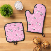 Westie Cupcakes Oven Mitt & Pot Holder Set (Top down)