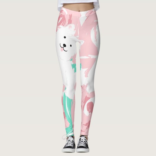 Westie Cute White Puppy Dogs Leggings (Voorkant)
