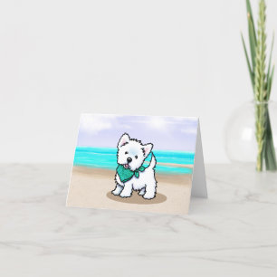Westie Cutieface Beach Note Kaart