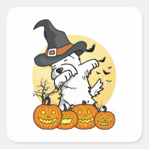 Westie Dabbing Halloween Vierkante Sticker