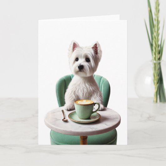 Westie die een latte drinkt Blank kaart (Voorkant)