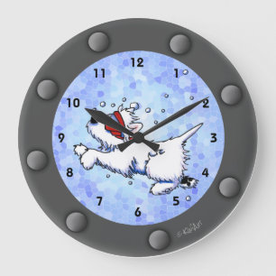 Westie Diver Porthole Wall Clock Grote Klok