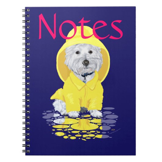 Westie Dog April Showers Notitieboek (Voorkant)