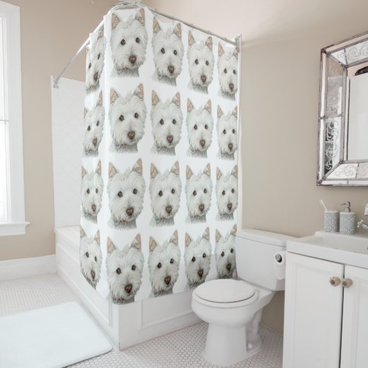 Westie Dog Art Shower Curtain Douchegordijn (In situ)