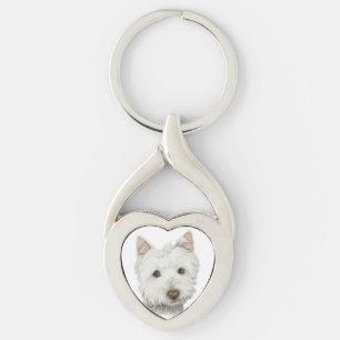 Westie Dog Art Twisted Metal Sleutelhanger