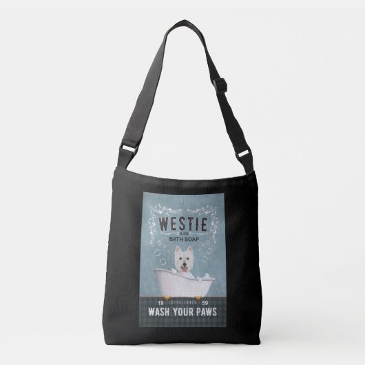 Westie Dog Bath Soap West Highland White Terrier Crossbody Tas (Voorkant)