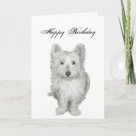 Westie Dog Birthday Card met vers Kaart (Voorkant)